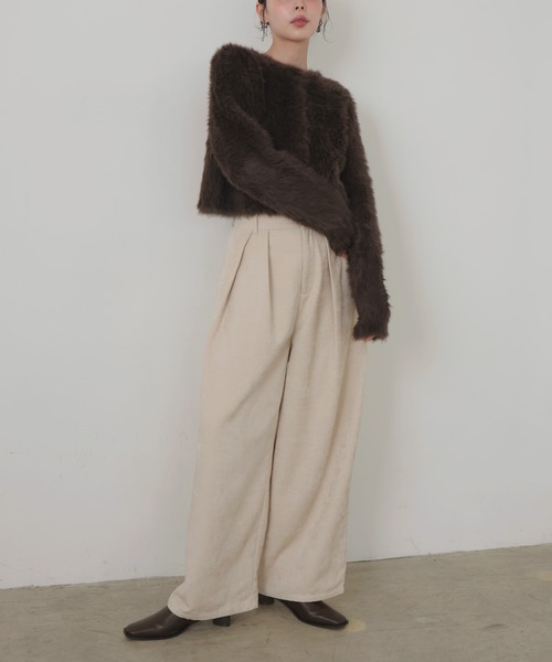 LIAN（リアン）の「ベロアタックワイドパンツ（スラックス・レディース・ブラック/ブラウン/アイボリー/ベージュ・FREE）」の18枚目の写真