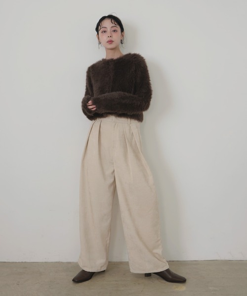 LIAN（リアン）の「ベロアタックワイドパンツ（スラックス・レディース・ブラック/ブラウン/アイボリー/ベージュ・FREE）」の19枚目の写真