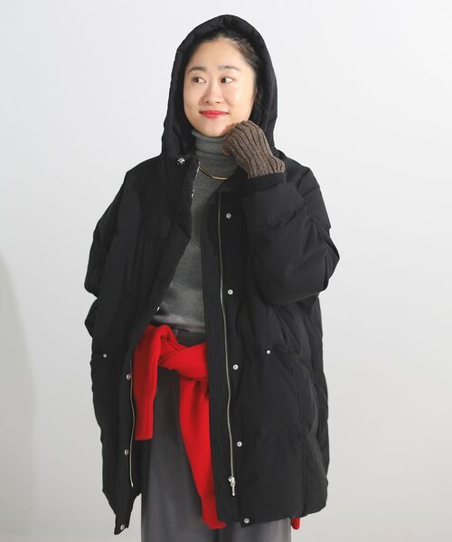 セール】ストレッチフードミドルダウン（ダウンジャケット/コート