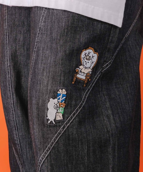 ScoLar Parity（スカラーパリティ）の「353117：虚無ストアでお買い物 刺繍パンツ（デニムパンツ・レディース・ブラック/ベージュ/ブルー・M）」の9枚目の写真