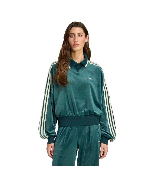 adidas(アディダス)の「adidas Originals adidas Originals × Liberty London Embossed Velvet Sweatshirt(アディダスオリジナルス アディダス オリジナルス × リバティ ロンドン エンボス加工 ベルベット スウェットシャツ)(スウェット・レディース・グリーン系・SMALL/MEDIUM/LARGE/X-SMALL)」の1枚目の写真