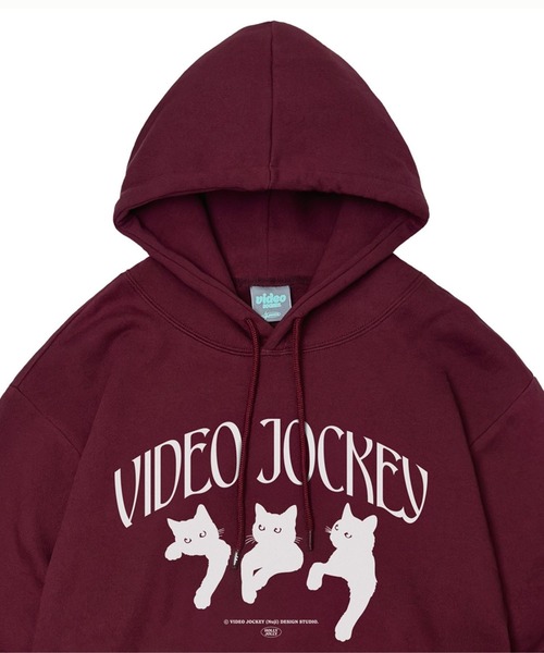 Video Jockey(ビデオジョッキー)の「【UNISEX】VIDEO JOCKEY/NYANGNYANGフーディー(パーカー・レディース・ネイビー/チャコール/ボルドー・SMALL/MEDIUM/LARGE)」の4枚目の写真