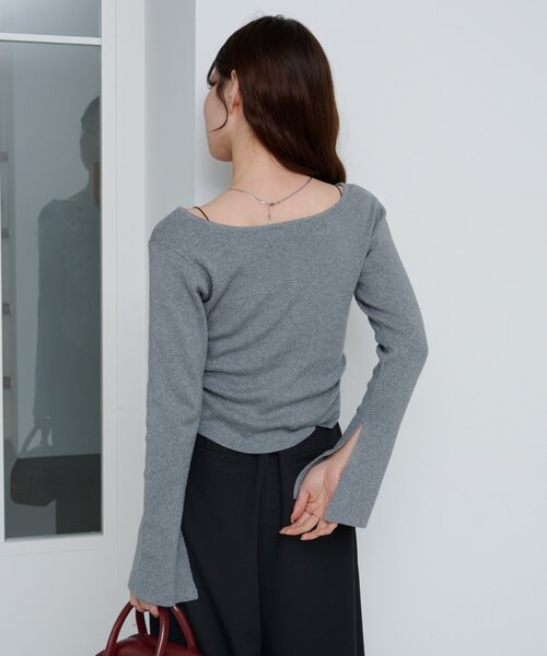 Kastane ベージュ WEB先行/4色展開】フロントギャザーニットカーディガン（ニット