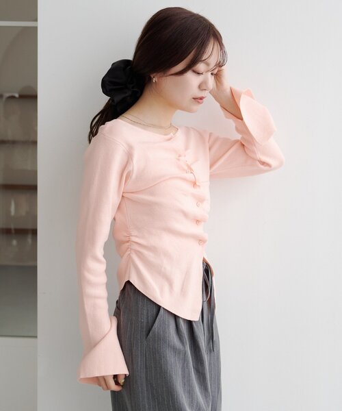 Kastane ベージュ Kastane ニット セーター 「2WAY/4色展開」リブニットスクエアレース