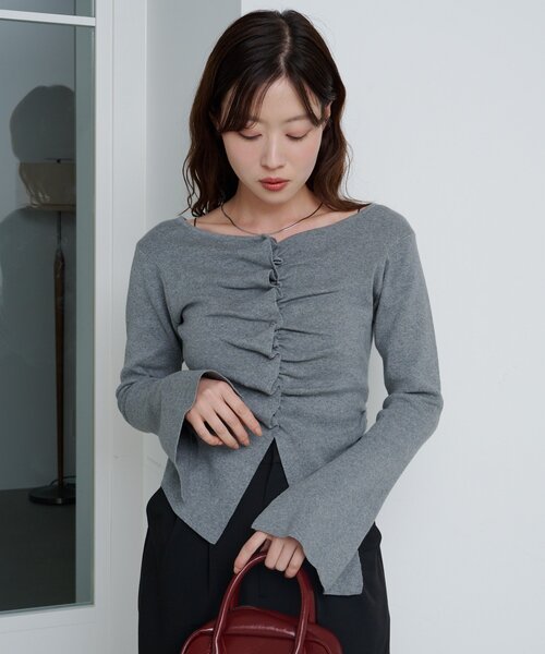 Kastane(カスタネ)の「【お気に入り1.5万人突破!/8色展開】フロントギャザーニットカーディガン(ニット/セーター・レディース・アイボリー/グレー/ネイビー/サックスブルー/ピンク/ブラック/レッド/チャコールグレー/ピンク系その他・FREE/1)」の20枚目の写真