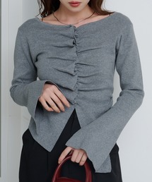 Kastane | 【お気に入り1.5万人突破!/8色展開】フロントギャザーニットカーディガン(ニット/セーター)