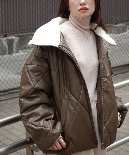 CORNERS(コーナーズ)の「コーデを考えなくていい、主役アウター。ビンテージプリントフェイクレザーブルゾン(ダウンジャケット/コート・レディース・アイボリー/ブラック/ブラウン・M)」の12枚目の写真