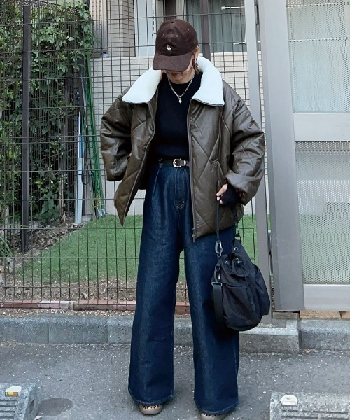 CORNERS(コーナーズ)の「コーデを考えなくていい、主役アウター。ビンテージプリントフェイクレザーブルゾン(ダウンジャケット/コート・レディース・アイボリー/ブラック/ブラウン・M)」の22枚目の写真