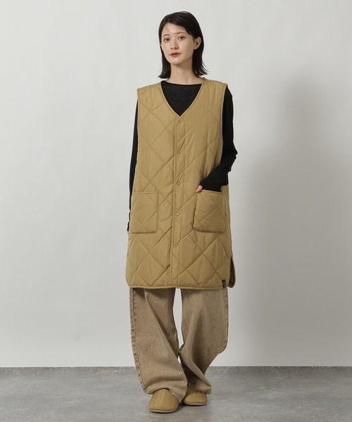 セール】【家事や在宅ワークにも】裏ボアキルトロングベスト / 587528