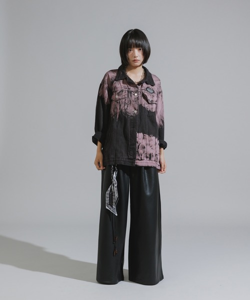 Chick（チック）の「Wood Bead Cord with Bandana Faux Leather Flare Wide Pants / バンダナ付きウッドビーズコード フェイクレザー フレアワイドパンツ 暖パン（その他パンツ・レディース・ブラック/ブラウン・FREE）」の12枚目の写真