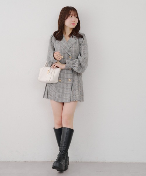 continuer de NICE CLAUP（コンティニューデナイスクラップ）の「テーラードミニプリーツワンピース（ワンピース・レディース・チェック/ブラウン/トップグレー・FREE）」の21枚目の写真