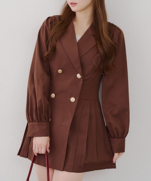 continuer de NICE CLAUP（コンティニューデナイスクラップ）の「テーラードミニプリーツワンピース（ワンピース・レディース・チェック/ブラウン/トップグレー・FREE）」の11枚目の写真