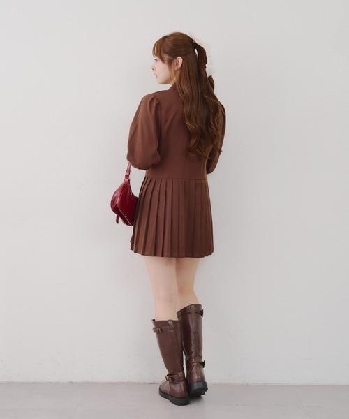 continuer de NICE CLAUP（コンティニューデナイスクラップ）の「テーラードミニプリーツワンピース（ワンピース・レディース・チェック/ブラウン/トップグレー・FREE）」の13枚目の写真