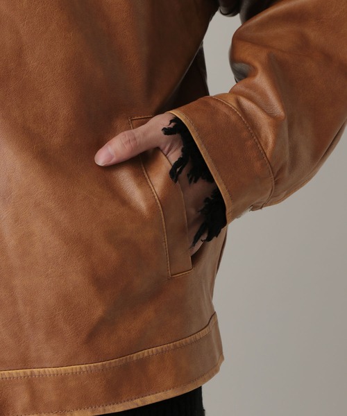 【レア】フランス製 レザージャケット ブルゾン 羊革 スタンドカラー 古着 レア】フランス製 レザージャケット ブルゾン 羊革 スタンドカラー 古着