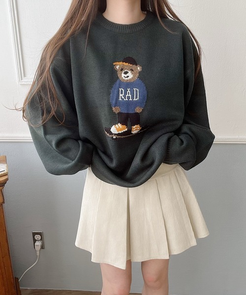 セール】ゆるかわクマ柄ニットクルー（ニット/セーター）｜Nana(ナナ