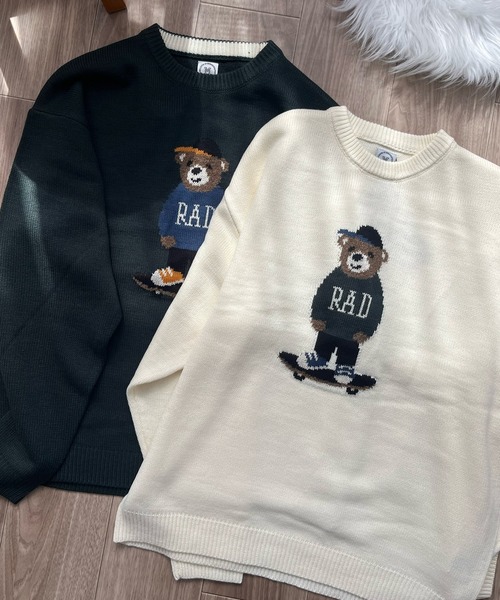 セール】ゆるかわクマ柄ニットクルー（ニット/セーター）｜Nana(ナナ
