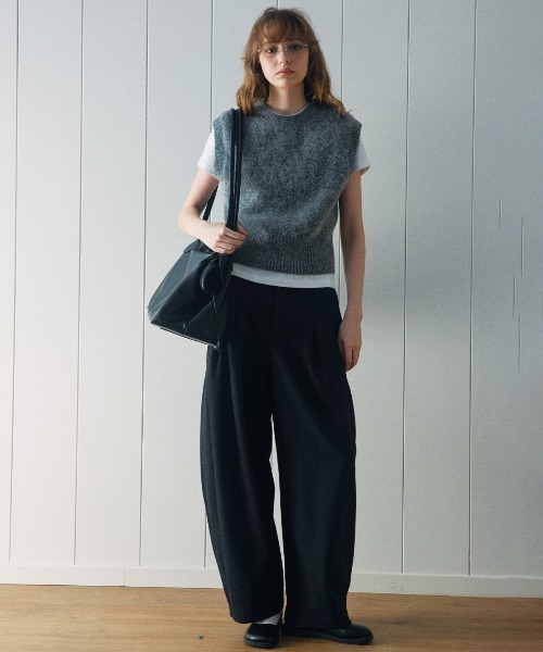 ELOOPS（イーループス）の「【ELOOPS】シャギーアルパカクルーネッククロップド丈ニットベスト（ベスト・レディース・アイボリー/ライラック/グレー/ブラウン・FREE）」の22枚目の写真