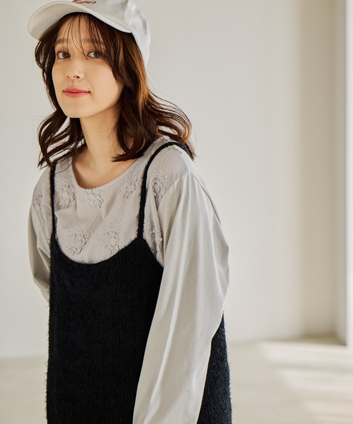 studio CLIP（スタディオクリップ）の「3DレースロングスリーブTシャツ（Tシャツ/カットソー・レディース・オフホワイト/ライトグレー/ネイビー・FREE）」の3枚目の写真