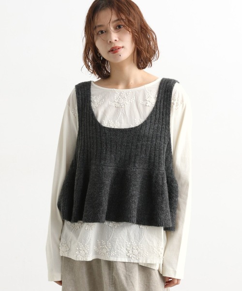 studio CLIP（スタディオクリップ）の「3DレースロングスリーブTシャツ（Tシャツ/カットソー・レディース・オフホワイト/ライトグレー/ネイビー・FREE）」の4枚目の写真