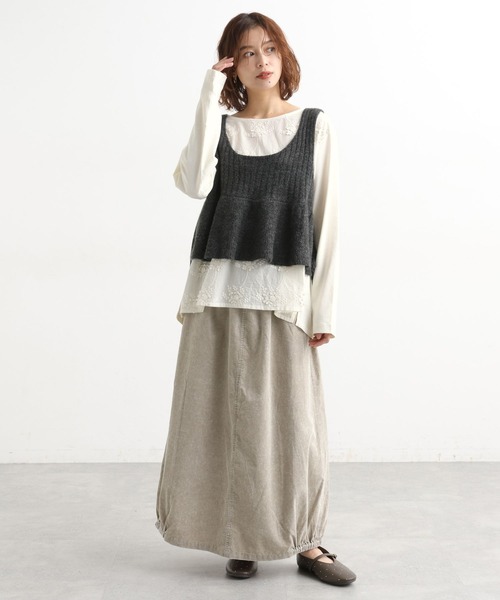 studio CLIP（スタディオクリップ）の「3DレースロングスリーブTシャツ（Tシャツ/カットソー・レディース・オフホワイト/ライトグレー/ネイビー・FREE）」の6枚目の写真