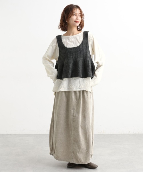 studio CLIP（スタディオクリップ）の「3DレースロングスリーブTシャツ（Tシャツ/カットソー・レディース・オフホワイト/ライトグレー/ネイビー・FREE）」の7枚目の写真