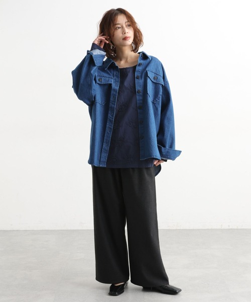 studio CLIP（スタディオクリップ）の「3DレースロングスリーブTシャツ（Tシャツ/カットソー・レディース・オフホワイト/ライトグレー/ネイビー・FREE）」の15枚目の写真