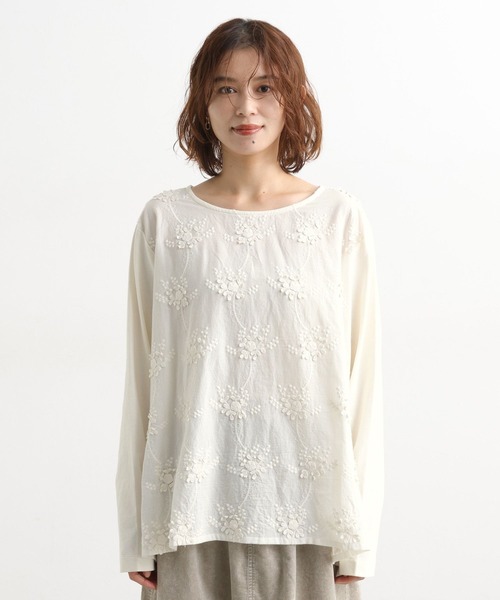 studio CLIP（スタディオクリップ）の「3DレースロングスリーブTシャツ（Tシャツ/カットソー・レディース・オフホワイト/ライトグレー/ネイビー・FREE）」の16枚目の写真