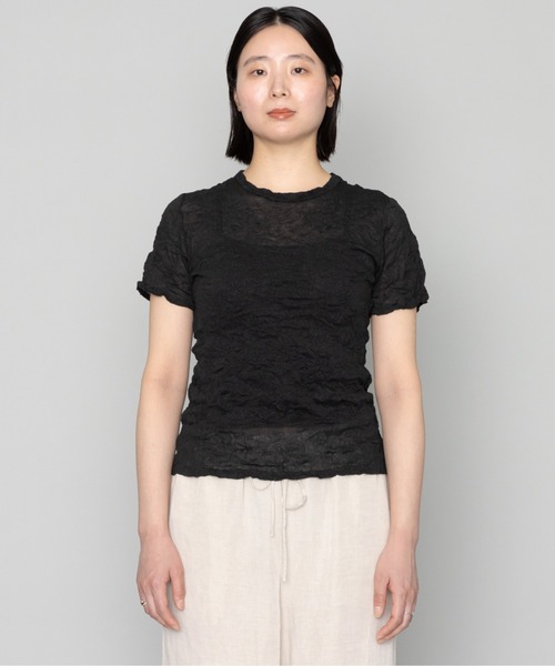 kuros'(クロス)の「【kuros’オリジナル】ワッシャー和紙Tシャツ(Tシャツ/カットソー・レディース・ブラック/ホワイト・SMALL/MEDIUM)」の2枚目の写真