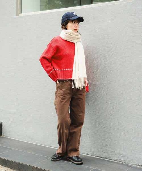 B:MING by BEAMS（ビーミングバイビームス）の「ステッチ ニット（ニット/セーター・レディース・グレー/レッド/ネイビー・ONE SIZE）」の8枚目の写真