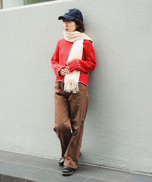 B:MING by BEAMS（ビーミングバイビームス）の「ステッチ ニット（ニット/セーター・レディース・グレー/レッド/ネイビー・ONE SIZE）」の9枚目の写真