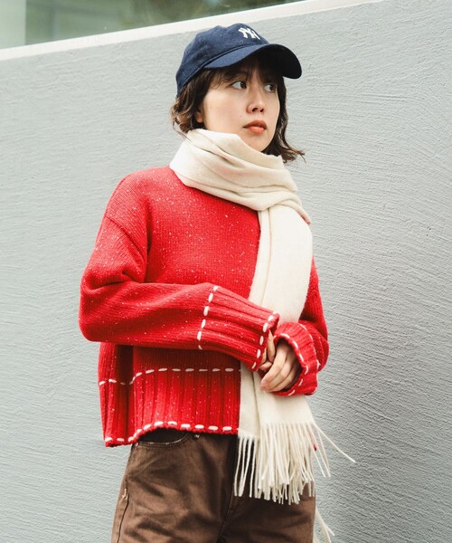 B:MING by BEAMS（ビーミングバイビームス）の「ステッチ ニット（ニット/セーター・レディース・グレー/レッド/ネイビー・ONE SIZE）」の10枚目の写真