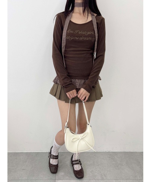 PHILLY(フィリー)の「《2点セット》チョーカーセットチェックヘムフリルトップス(Tシャツ/カットソー・レディース・グレー/ブラウン・FREE)」の12枚目の写真