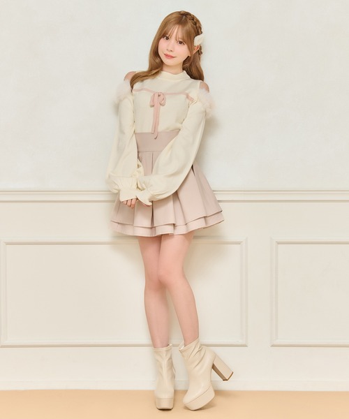 フロントリボンニットトップス IVORY エイミーイストワール EIMY ISTOIRE フロントリボンニットトップス