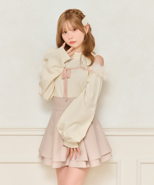 apres jour(アプレジュール)の「フロントリボンニットトップス(ニット/セーター・レディース・オフホワイト/チャコールグレー/ピンク系その他・X-LARGE/フリー)」の16枚目の写真