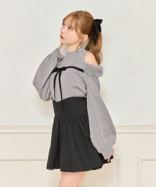apres jour(アプレジュール)の「フロントリボンニットトップス(ニット/セーター・レディース・オフホワイト/チャコールグレー/ピンク系その他・X-LARGE/フリー)」の13枚目の写真