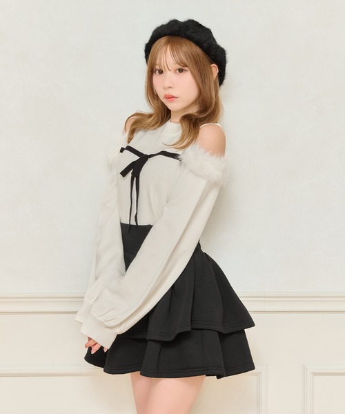 apres jour(アプレジュール)の「フロントリボンニットトップス(ニット/セーター・レディース・オフホワイト/チャコールグレー/ピンク系その他・X-LARGE/フリー)」の8枚目の写真
