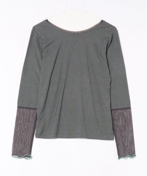 Q(キュー)の「チュールウォームインナー(Tシャツ/カットソー・レディース・チャコールグレー/アイボリー・MEDIUM)」の5枚目の写真