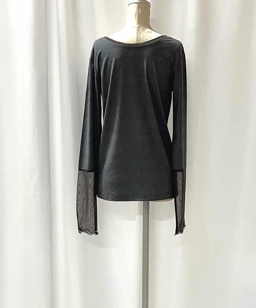 Q(キュー)の「チュールウォームインナー(Tシャツ/カットソー・レディース・チャコールグレー/アイボリー・MEDIUM)」の8枚目の写真