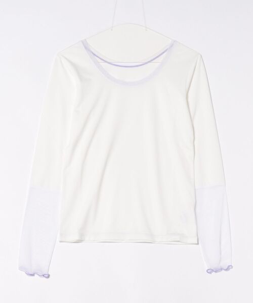 Q(キュー)の「チュールウォームインナー(Tシャツ/カットソー・レディース・チャコールグレー/アイボリー・MEDIUM)」の3枚目の写真