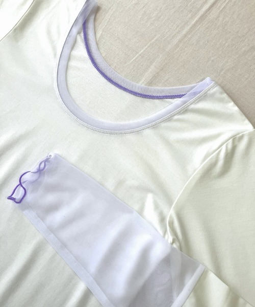 Q(キュー)の「チュールウォームインナー(Tシャツ/カットソー・レディース・チャコールグレー/アイボリー・MEDIUM)」の12枚目の写真