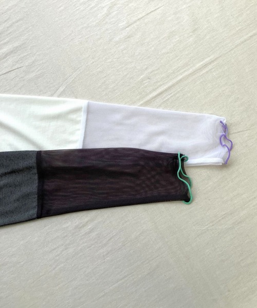 Q(キュー)の「チュールウォームインナー(Tシャツ/カットソー・レディース・チャコールグレー/アイボリー・MEDIUM)」の13枚目の写真