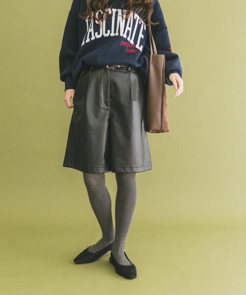 定価13万 CHRISTOPHER ESBER レザー パンツ ショーツ 未使用 完全無縫製】ハーフショーツ【まとめ買い割対象】 KL2071R :レディース