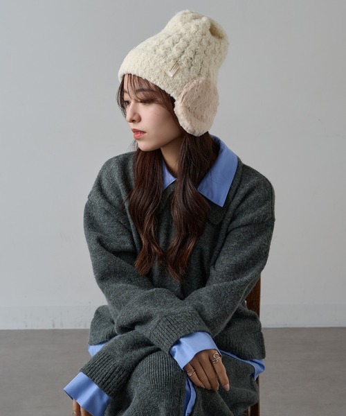 セール】【SETUP7】ボア耳付き ブークレニット帽 ワッチ FTL（ニット