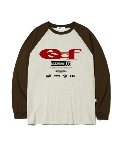 ESCAPEFROM(エスケープフロム)の「レッド ESCF ロゴ コラージュプリント ロングスリーブ ブラウン(Tシャツ/カットソー・レディース・その他・MEDIUM/LARGE/SMALL)」の2枚目の写真