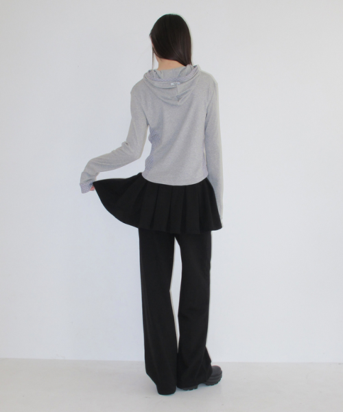 RONRON(ロンロン)の「DOT PANEL SLIM HOODIE LONG SLEEVE GREY(Tシャツ/カットソー・レディース・その他・FREE)」の4枚目の写真