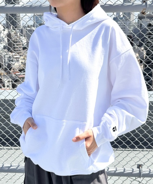 NEWTRAL PRODUCTS(ニュートラルプロダクツ)の「NEWTRAL(ニュートラル)/216 11.2oz Standard Emblem PO Hoodie/オーバーサイズ 裏毛 起毛なし 無地 ワッペン ワンポイント スウェット パーカー フーディー(パーカー・レディース・ブラック/グレー/ホワイト/ネイビー・S/M/XL/XXL/L)」の6枚目の写真