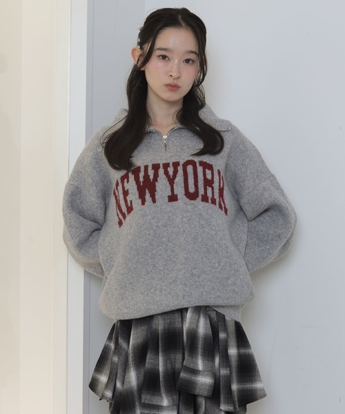 WEGO（ウィゴー）の「WEGO/フラッフィーハーフジップニット（ニット/セーター・レディース・オフホワイト/杢グレー/ネイビー/ワイン・FREE）」の3枚目の写真