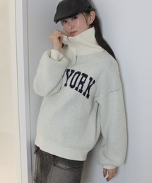 WEGO/フラッフィーハーフジップニット