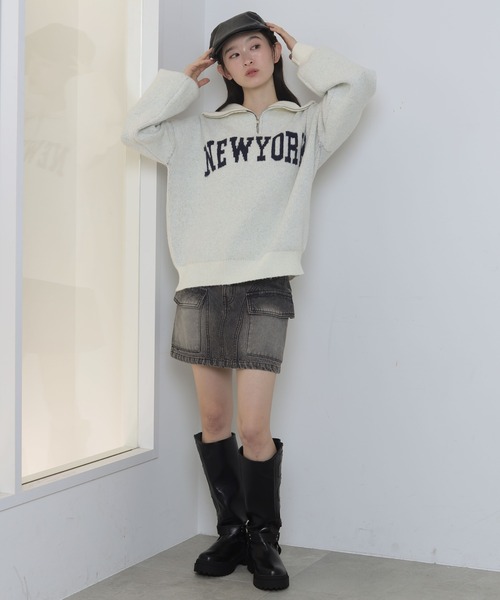 WEGO（ウィゴー）の「WEGO/フラッフィーハーフジップニット（ニット/セーター・レディース・オフホワイト/杢グレー/ネイビー/ワイン・FREE）」の22枚目の写真