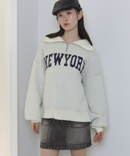 WEGO（ウィゴー）の「WEGO/フラッフィーハーフジップニット（ニット/セーター・レディース・オフホワイト/杢グレー/ネイビー/ワイン・FREE）」の7枚目の写真
